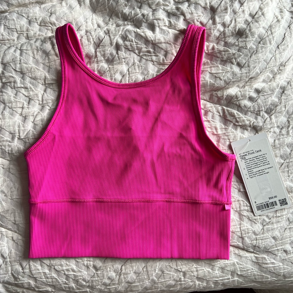NWT lululemon Power Pivot Tank in Shocking Pink sz 8